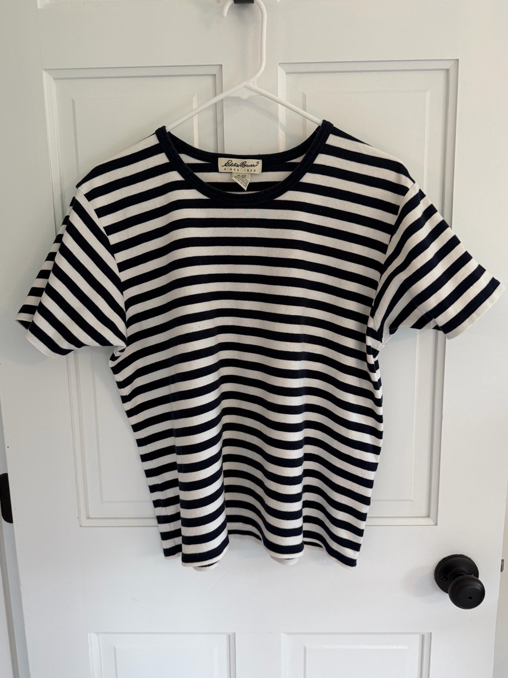 Vintage 90s Eddie Bauer Striped T Shirt Men’s L Navy White Cotton